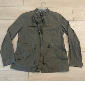 Gap Womens Military Anorak‎ Utility Jacket Olive Green Drawstring Waist Size M
